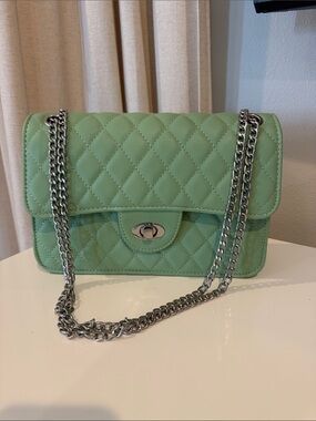 ASOS Light Green Quilted Chain Shoulder Bag